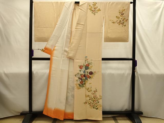 平和屋着物■訪問着　刺繍　草花文　金糸　金彩　正絹　逸品　AABJ1933sx