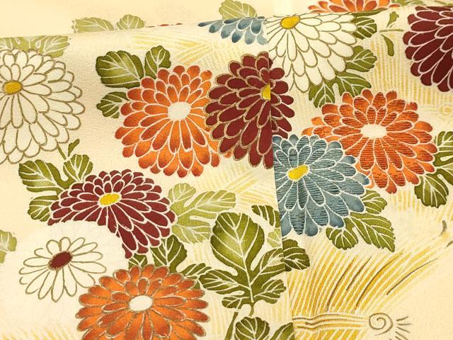平和屋着物■訪問着　刺繍　草花文　金糸　金彩　正絹　逸品　AABJ1933sx