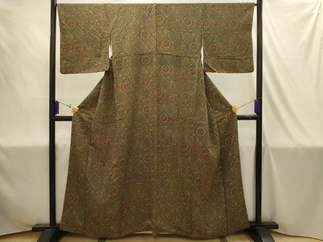 平和屋着物■上質な小紋　更紗花菱文　正絹　逸品　AABJ1937sx