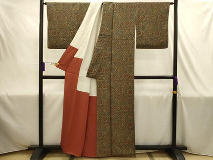 平和屋着物■上質な小紋　更紗花菱文　正絹　逸品　AABJ1937sx