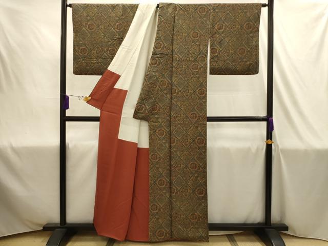 平和屋着物■上質な小紋　更紗花菱文　正絹　逸品　AABJ1937sx