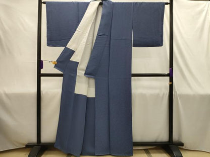 平和屋着物■上質な色無地　霞地紋　青褐色　正絹　逸品　AABJ1940sx