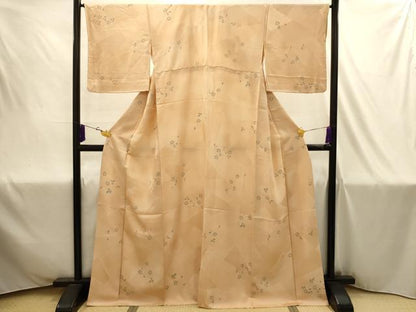 平和屋着物■上質な小紋　草花文　地紋起こし　正絹　逸品　AABJ1941sx