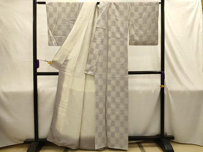 平和屋着物■上質な小紋　絞り　変わり市松文様　正絹　逸品　AABJ1944sx