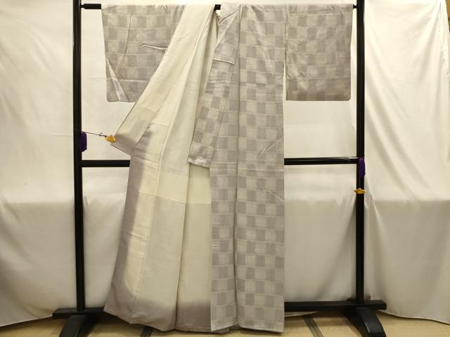 平和屋着物■上質な小紋　絞り　変わり市松文様　正絹　逸品　AABJ1944sx