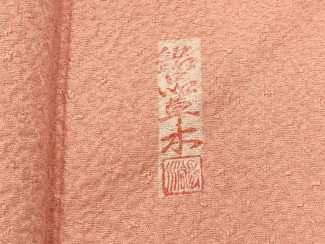 平和屋着物■上質な色無地　作家物　紋意匠　ときがら茶色　正絹　逸品　AABJ1946sx