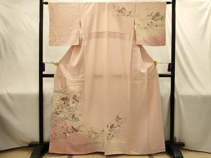 平和屋着物■訪問着　友禅　檜扇花文　暈し染め　正絹　逸品　AABJ1947sx