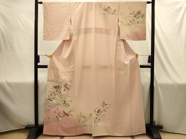 平和屋着物■訪問着　友禅　檜扇花文　暈し染め　正絹　逸品　AABJ1947sx