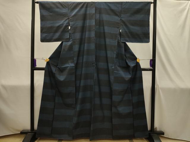 平和屋着物■本場縞大島紬　横段文　正絹　逸品　AABJ1951sx