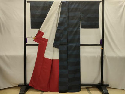 平和屋着物■本場縞大島紬　横段文　正絹　逸品　AABJ1951sx