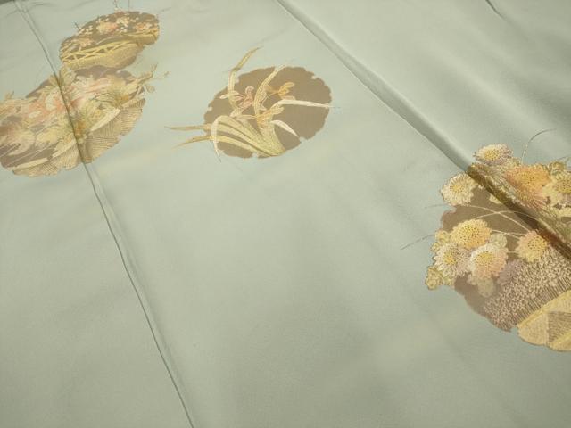平和屋着物■訪問着　雪輪花文　暈し染め　金銀彩　正絹　逸品　AABJ1955sx