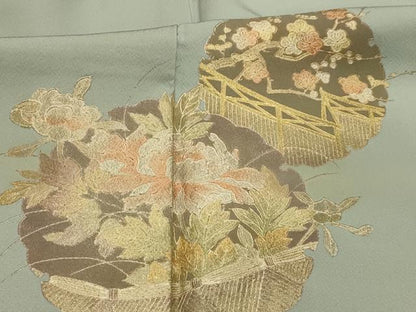 平和屋着物■訪問着　雪輪花文　暈し染め　金銀彩　正絹　逸品　AABJ1955sx