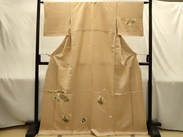 平和屋着物■訪問着　手描き　地紙重ね人物風景文　金彩　正絹　逸品　AABJ1959sx