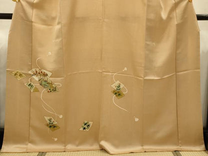平和屋着物■訪問着　手描き　地紙重ね人物風景文　金彩　正絹　逸品　AABJ1959sx