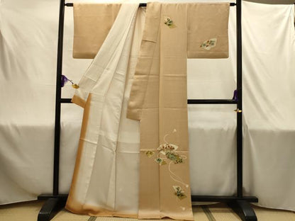 平和屋着物■訪問着　手描き　地紙重ね人物風景文　金彩　正絹　逸品　AABJ1959sx