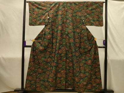 平和屋着物■上質な紬　花尽くし　正絹　逸品　AABJ1962sx
