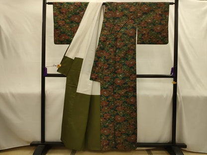 平和屋着物■上質な紬　花尽くし　正絹　逸品　AABJ1962sx