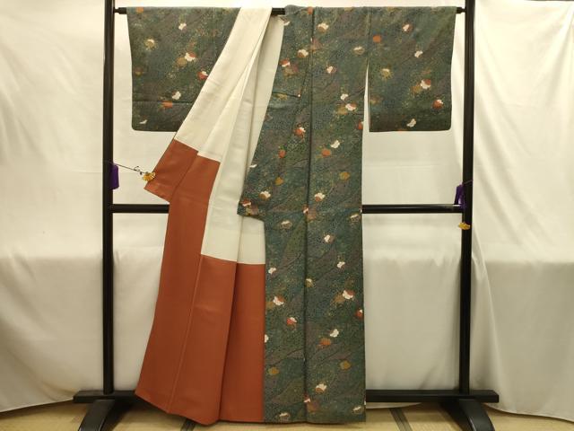 平和屋着物■上質な小紋　枝花文　金彩　正絹　逸品　AABJ1964sx