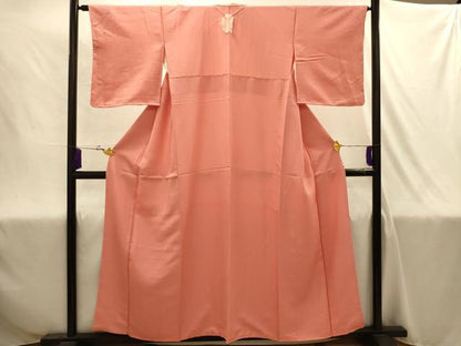 平和屋着物■上質な色無地　紋意匠　曙色　正絹　逸品　AABJ1966sx