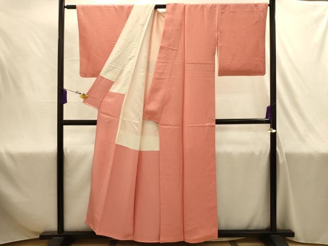 平和屋着物■上質な色無地　紋意匠　曙色　正絹　逸品　AABJ1966sx