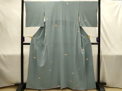 平和屋着物■上質な小紋　友禅　草花文　正絹　逸品　AABJ1973sx