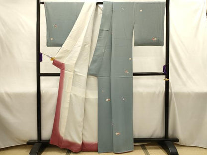 平和屋着物■上質な小紋　友禅　草花文　正絹　逸品　AABJ1973sx