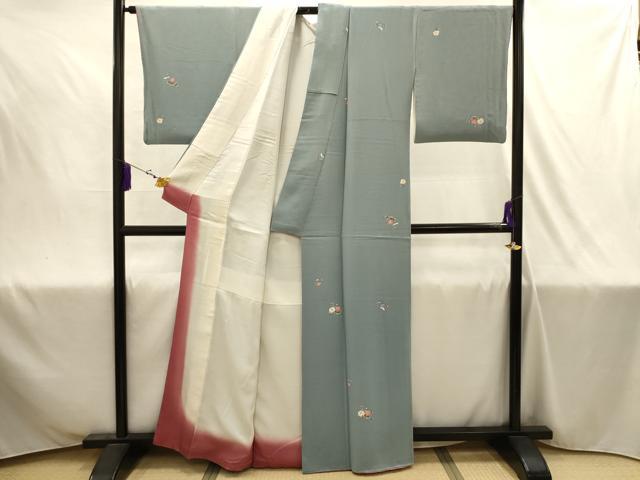 平和屋着物■上質な小紋　友禅　草花文　正絹　逸品　AABJ1973sx
