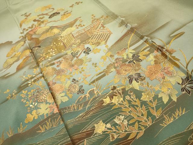 平和屋着物■訪問着　風景文　暈し染め　金彩　正絹　逸品　AABJ1975sx