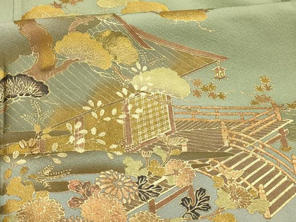 平和屋着物■訪問着　風景文　暈し染め　金彩　正絹　逸品　AABJ1975sx