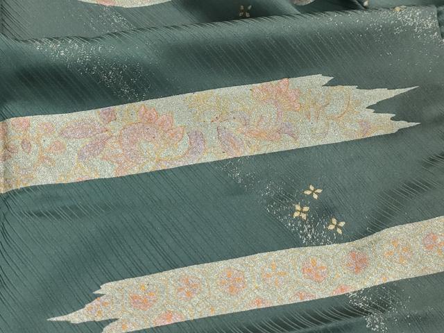 平和屋着物■上質な小紋　更紗花文　金銀彩　正絹　逸品　AABJ1976sx