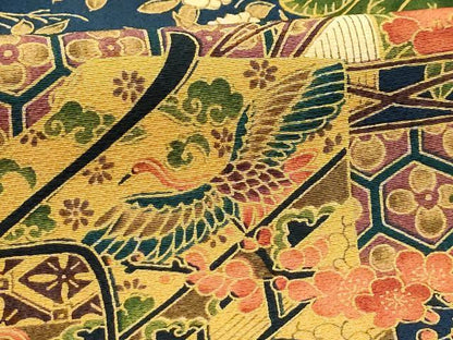 平和屋着物■上質な小紋　御所車花鳥文　正絹　逸品　AABJ1978sx