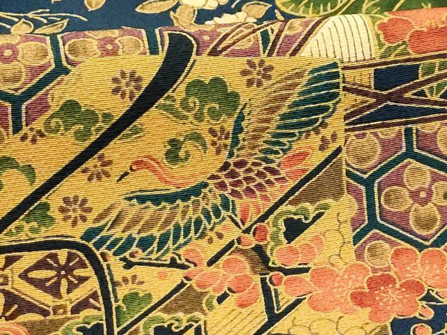 平和屋着物■上質な小紋　御所車花鳥文　正絹　逸品　AABJ1978sx