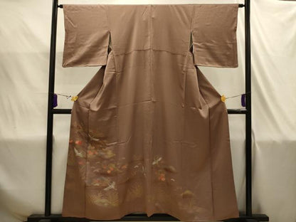 平和屋着物■色留訪問着　刺繍　飛鶴風景文　暈し染め　金糸　金彩　正絹　逸品　AABJ1985sx