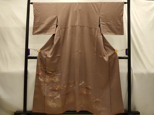平和屋着物■色留訪問着　刺繍　飛鶴風景文　暈し染め　金糸　金彩　正絹　逸品　AABJ1985sx