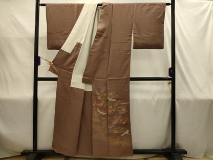 平和屋着物■色留訪問着　刺繍　飛鶴風景文　暈し染め　金糸　金彩　正絹　逸品　AABJ1985sx
