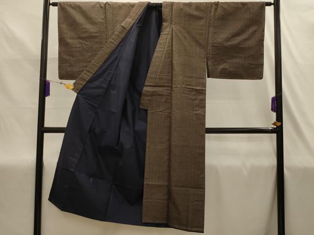 平和屋着物■男性　本場大島紬　アンサンブル　幾何学文様　正絹　逸品　AABJ1987sx