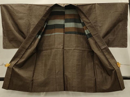 平和屋着物■男性　本場大島紬　アンサンブル　幾何学文様　正絹　逸品　AABJ1987sx