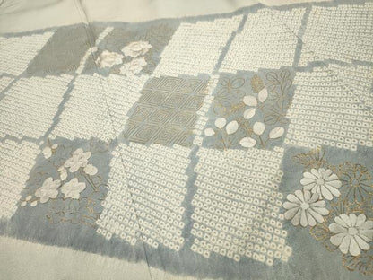 平和屋着物■豪華色留袖　絞り　刺繍　草花文　金彩　正絹　逸品　AABJ1988sx