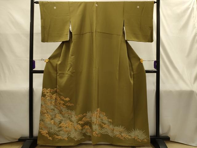 平和屋着物■豪華色留袖　刺繍　松　金糸　金彩　正絹　逸品　AABJ1991sx