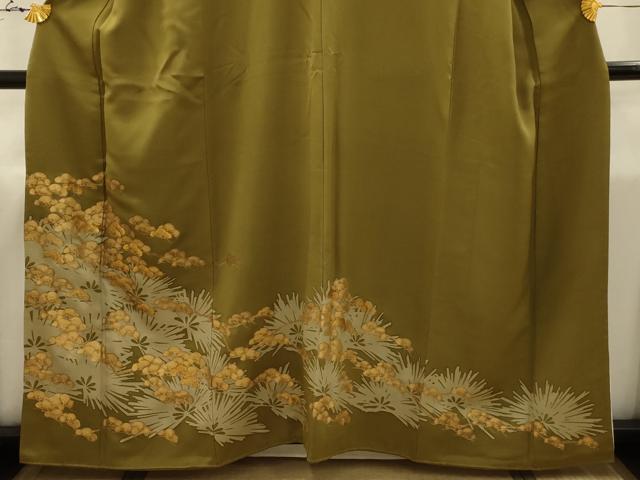 平和屋着物■豪華色留袖　刺繍　松　金糸　金彩　正絹　逸品　AABJ1991sx