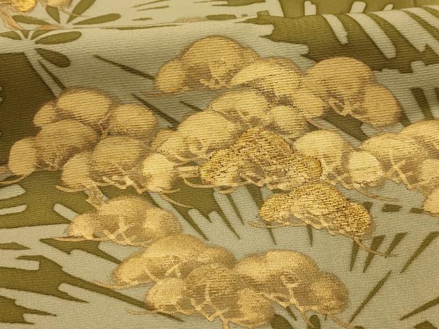 平和屋着物■豪華色留袖　刺繍　松　金糸　金彩　正絹　逸品　AABJ1991sx
