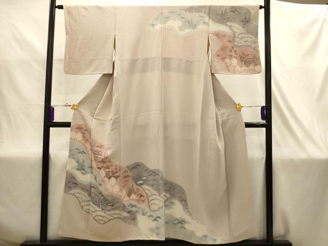 平和屋着物■訪問着　手描き　絞り　風景文　正絹　逸品　AABJ1992sx