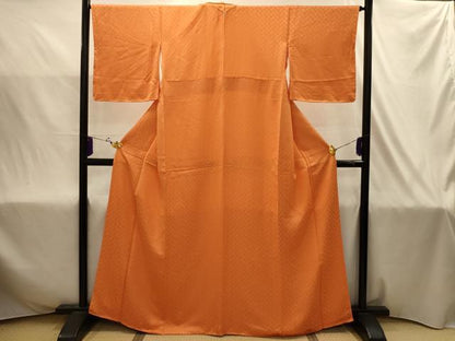 平和屋着物■上質な色無地　檜垣地紋　黄丹色　正絹　逸品　AABJ2004sx