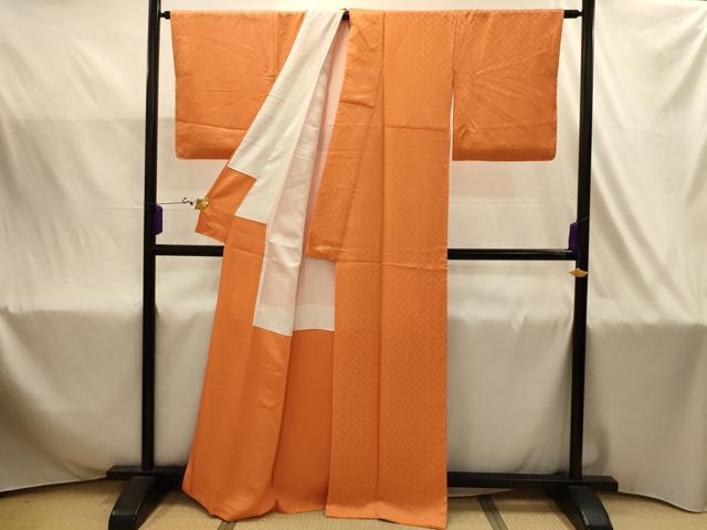 平和屋着物■上質な色無地　檜垣地紋　黄丹色　正絹　逸品　AABJ2004sx