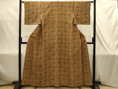 平和屋着物■上質な小紋　鳳凰更紗花丸文　鬼しぼ縮緬　正絹　逸品　AABJ2006sx