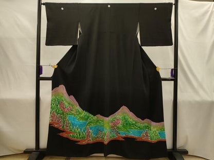 平和屋着物■豪華黒留袖　作家物　風景文　金彩　正絹　逸品　AABJ2007sx