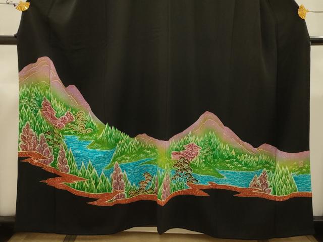 平和屋着物■豪華黒留袖　作家物　風景文　金彩　正絹　逸品　AABJ2007sx