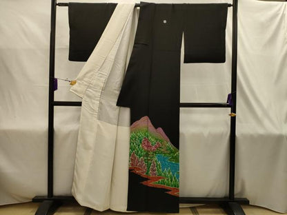 平和屋着物■豪華黒留袖　作家物　風景文　金彩　正絹　逸品　AABJ2007sx