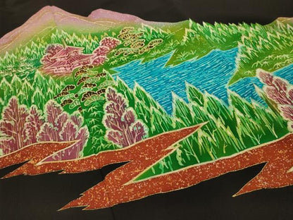 平和屋着物■豪華黒留袖　作家物　風景文　金彩　正絹　逸品　AABJ2007sx