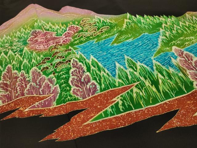 平和屋着物■豪華黒留袖　作家物　風景文　金彩　正絹　逸品　AABJ2007sx